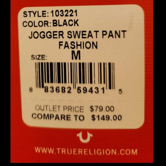True Religion - Hoodie & Sweatpants (2-PC) - Black & Gold - NEW w/tags - Picture 11 of 11